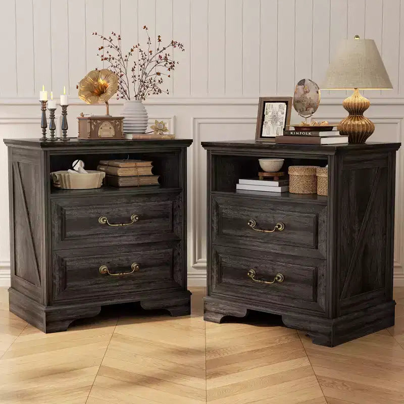 Besiost Lot de 2 commodes de rangement pour ferme, tables de chevet avec station de charge et tiroir