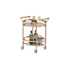 Royal Hampton Oval Metal Serving Cart, Clear Glass & Copper