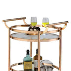 Desserte Royal Hampton en métal ovale, verre transparent et cuivre