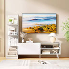 Meuble TV Costway pour téléviseurs jusqu'à 50'' Meuble TV moderne Centre de divertissement multimédia avec étagère à livres et étagère réglable à 3 positions