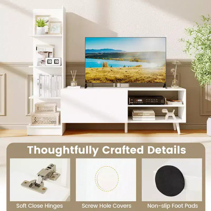 Meuble TV Costway pour téléviseurs jusqu'à 50'' Meuble TV moderne Centre de divertissement multimédia avec étagère à livres et étagère réglable à 3 positions