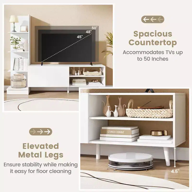 Meuble TV Costway pour téléviseurs jusqu'à 50'' Meuble TV moderne Centre de divertissement multimédia avec étagère à livres et étagère réglable à 3 positions