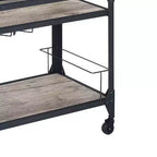 Chariot de service Royal Hampton avec structure métallique et étagères en bois, avec porte-bouteilles, marron et gris