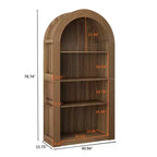 Étagère haute Okak Mid Century à 4 niveaux avec arc, vitrine en bois, étagère de rangement ouverte pour bureau, salon