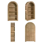 Étagère haute Okak Mid Century à 4 niveaux avec arc, vitrine en bois, étagère de rangement ouverte pour bureau, salon