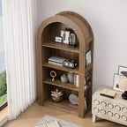Étagère haute Okak Mid Century à 4 niveaux avec arc, vitrine en bois, étagère de rangement ouverte pour bureau, salon