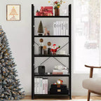 Okak 5-Tier Industrial Freestanding Tall Bookshelf Organizer,Classically Bookcase Open Storage Rack for Home Office,Bedroom