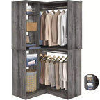Besiost Organisateur de placard d'angle autoportant avec étagères tour, système de rangement peu encombrant avec tringles à vêtements
