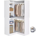 Besiost Organisateur de placard d'angle autoportant avec étagères tour, système de rangement peu encombrant avec tringles à vêtements