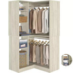 Besiost Organisateur de placard d'angle autoportant avec étagères tour, système de rangement peu encombrant avec tringles à vêtements
