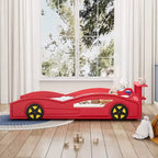 Lit de course double en bois Whisen et lit plateforme en forme de voiture avec roues