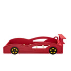 Lit de course double en bois Whisen et lit plateforme en forme de voiture avec roues