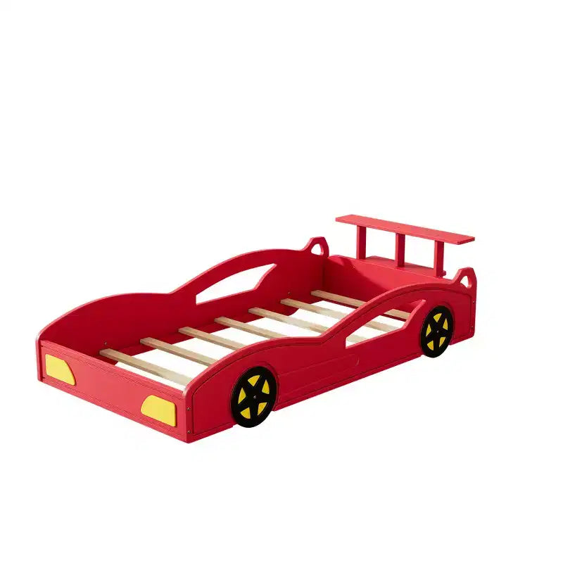 Lit de course double en bois Whisen et lit plateforme en forme de voiture avec roues