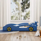Lit de course double en bois Whisen et lit plateforme en forme de voiture avec roues
