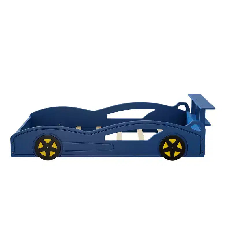 Lit de course double en bois Whisen et lit plateforme en forme de voiture avec roues