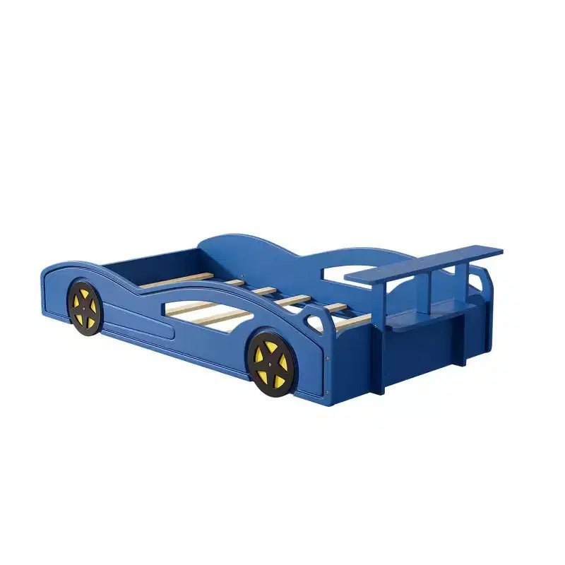 Lit de course double en bois Whisen et lit plateforme en forme de voiture avec roues