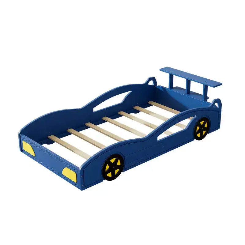 Lit de course double en bois Whisen et lit plateforme en forme de voiture avec roues