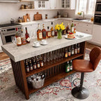 COZONY 63 Grande unité de bar à domicile, table de pub îlot de cuisine à 2 niveaux avec repose-pieds, table de bar à café moderne