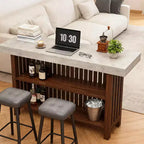 COZONY 63 Grande unité de bar à domicile, table de pub îlot de cuisine à 2 niveaux avec repose-pieds, table de bar à café moderne