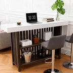 COZONY 63 Grande unité de bar à domicile, table de pub îlot de cuisine à 2 niveaux avec repose-pieds, table de bar à café moderne