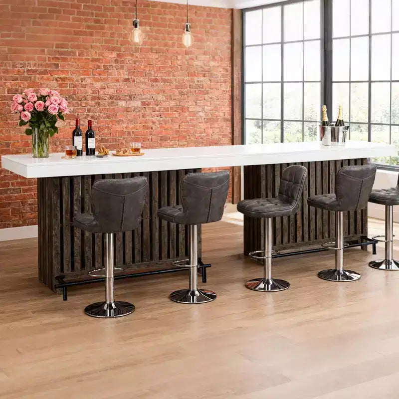COZONY 63 Grande unité de bar à domicile, table de pub îlot de cuisine à 2 niveaux avec repose-pieds, table de bar à café moderne