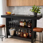 COZONY 63 Grande unité de bar à domicile, table de pub îlot de cuisine à 2 niveaux avec repose-pieds, table de bar à café moderne
