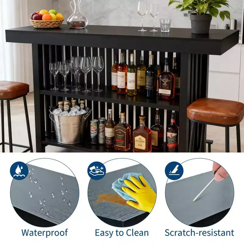 COZONY 63 Grande unité de bar à domicile, table de pub îlot de cuisine à 2 niveaux avec repose-pieds, table de bar à café moderne