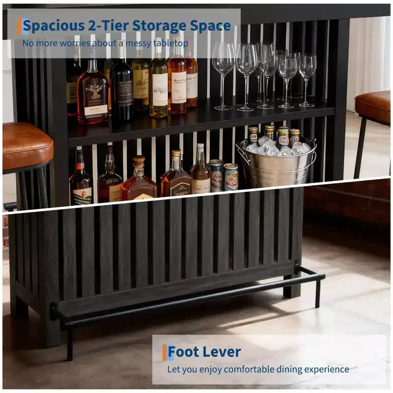 COZONY 63 Grande unité de bar à domicile, table de pub îlot de cuisine à 2 niveaux avec repose-pieds, table de bar à café moderne