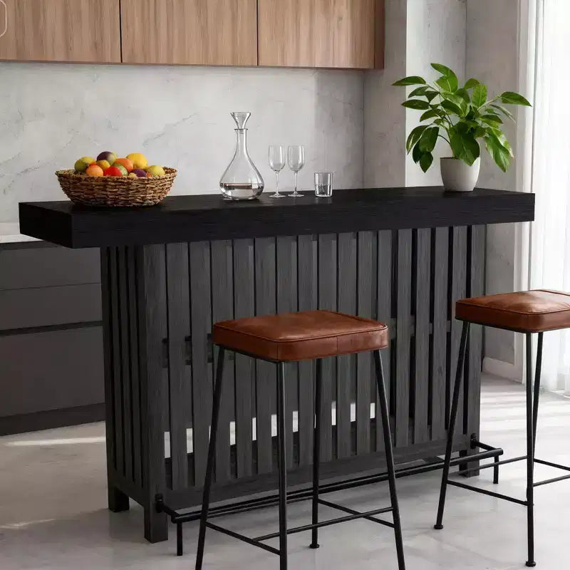 COZONY 63 Large Home Bar Unit, 2-Tier Kitchen Island Pub Table with Footrest, Modern Coffee Bar Table