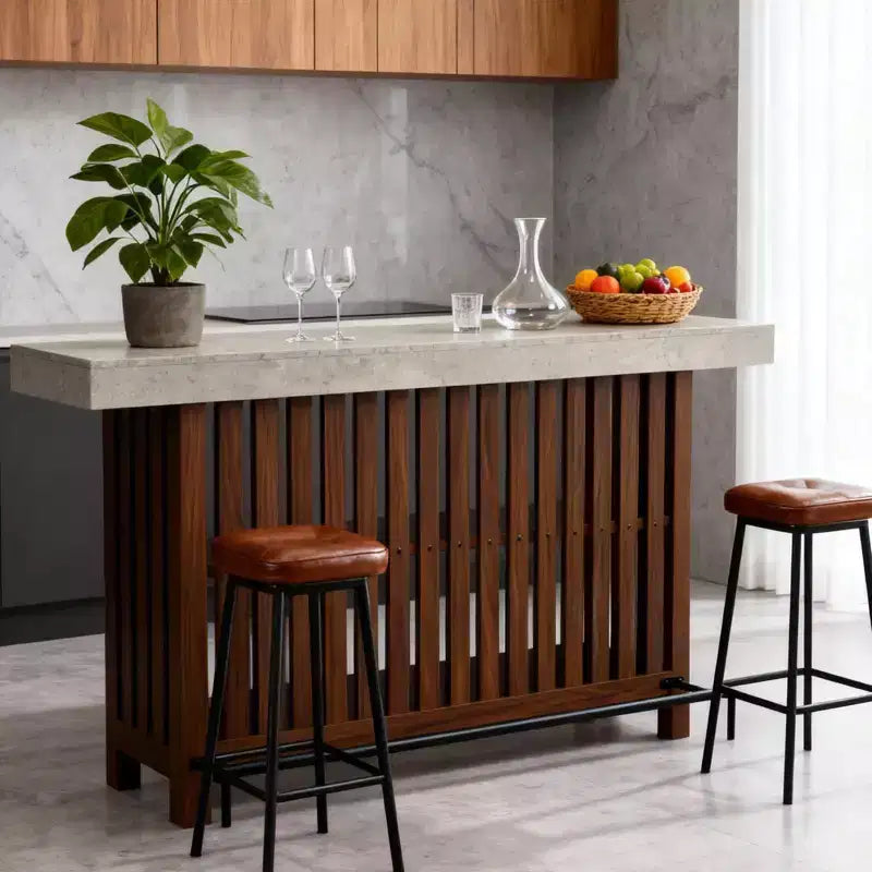 COZONY 63 Grande unité de bar à domicile, table de pub îlot de cuisine à 2 niveaux avec repose-pieds, table de bar à café moderne