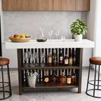 COZONY 63 Grande unité de bar à domicile, table de pub îlot de cuisine à 2 niveaux avec repose-pieds, table de bar à café moderne