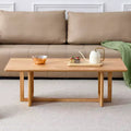 GDFStudio Greer Rustic Wooden Rectangular Coffee Table with Rattan Imitation