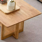 Table basse rectangulaire rustique en bois GDFStudio Greer avec imitation rotin
