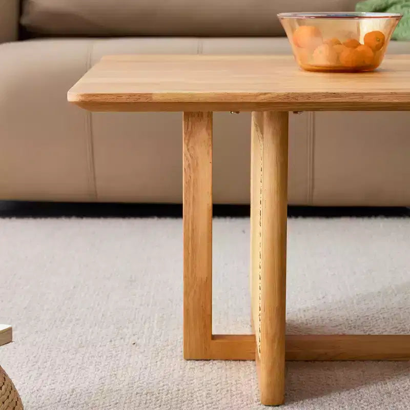 Table basse rectangulaire rustique en bois GDFStudio Greer avec imitation rotin