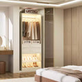 Besiost 25-In Closet Organizer with Wood Drawers and Shoe Rack, Freestanding Closet System with Hanging Rods -