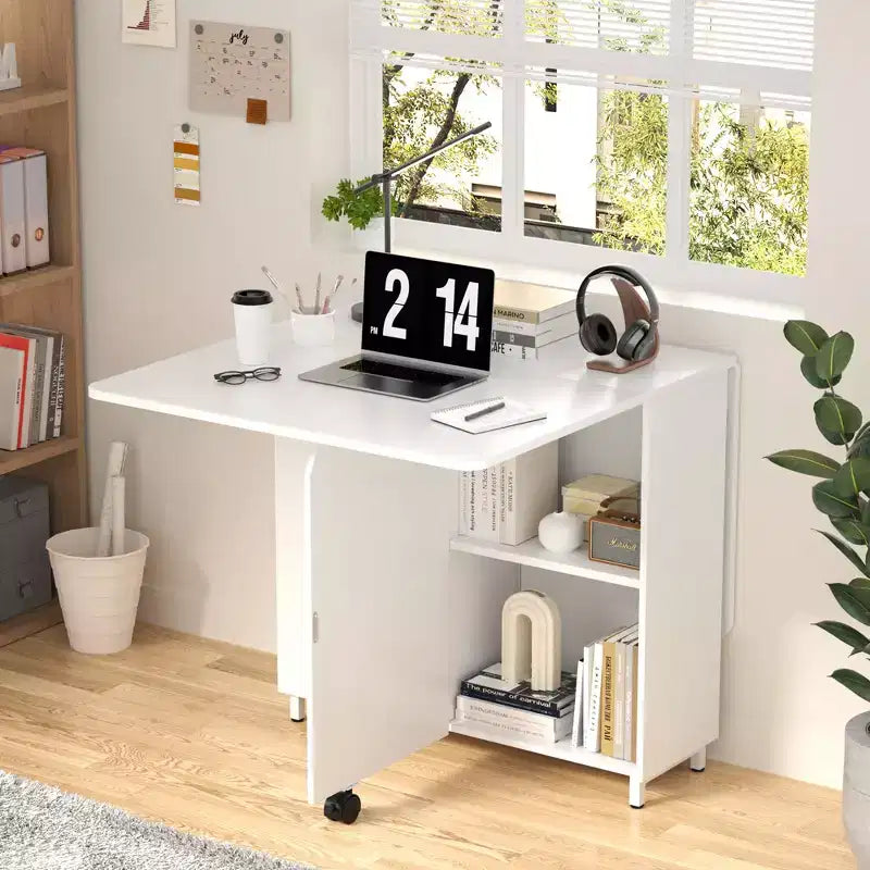 Table à manger pliante Besiost avec tiroirs et placards