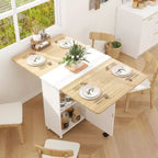Besiost Folding Dining Table with Drawers and Cabinets