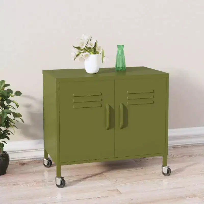vidaXL Meuble de rangement Vert olive Acier Meuble de rangement moyen