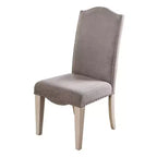 Chaise d'appoint en bois rembourrée en tissu Royal Hampton, blanc et gris, lot de deux