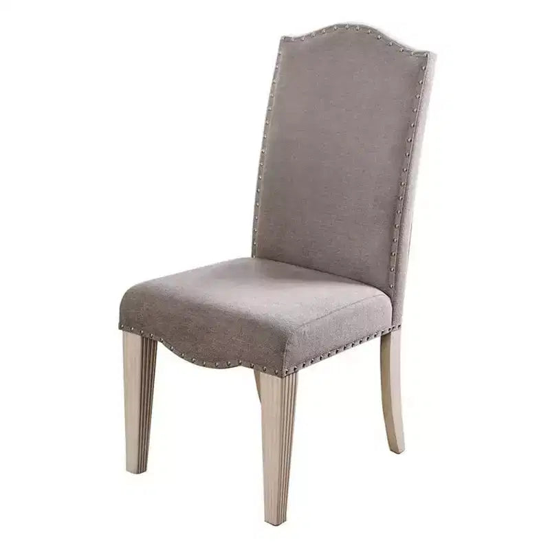 Chaise d'appoint en bois rembourrée en tissu Royal Hampton, blanc et gris, lot de deux