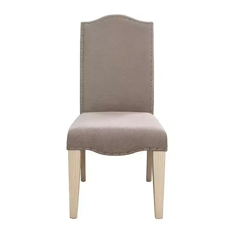 Chaise d'appoint en bois rembourrée en tissu Royal Hampton, blanc et gris, lot de deux