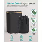 Corbeille de recyclage de 98 litres pour la cuisine, conteneur de recyclage de bouteilles avec sac intérieur et trou de collecte, conception pliable pour le métal, le plastique, le papier, le verre
