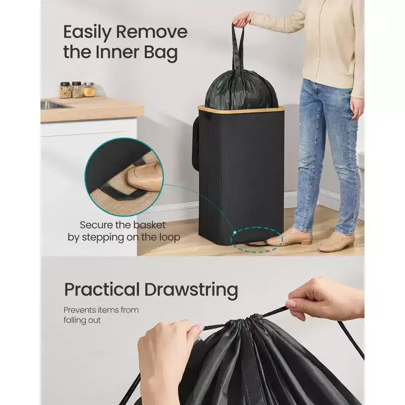 Corbeille de recyclage de 98 litres pour la cuisine, conteneur de recyclage de bouteilles avec sac intérieur et trou de collecte, conception pliable pour le métal, le plastique, le papier, le verre