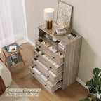 Commode étroite moderne à 4 tiroirs avec ports USB, armoire de rangement en bois pour chambre à coucher et placard, commode compacte.