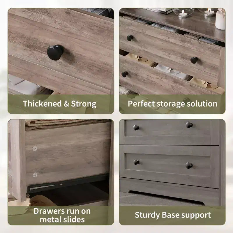 Commode étroite moderne à 4 tiroirs avec ports USB, armoire de rangement en bois pour chambre à coucher et placard, commode compacte.
