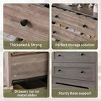 Commode étroite moderne à 4 tiroirs avec ports USB, armoire de rangement en bois pour chambre à coucher et placard, commode compacte.