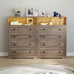 Commode étroite moderne à 4 tiroirs avec ports USB, armoire de rangement en bois pour chambre à coucher et placard, commode compacte.