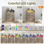 Commode étroite moderne à 4 tiroirs avec ports USB, armoire de rangement en bois pour chambre à coucher et placard, commode compacte.