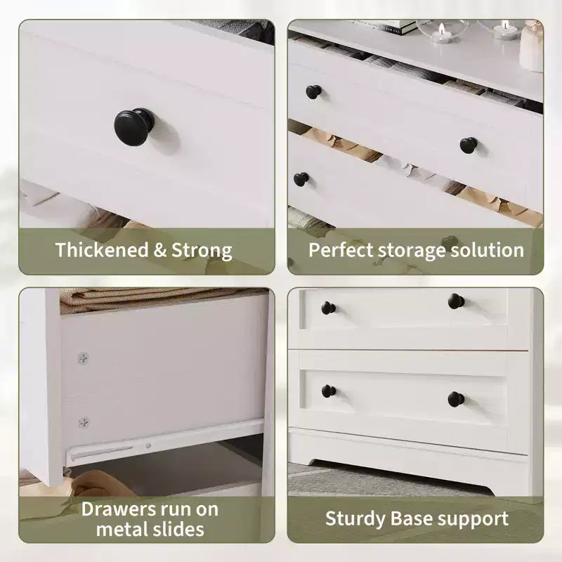 Commode étroite moderne à 4 tiroirs avec ports USB, armoire de rangement en bois pour chambre à coucher et placard, commode compacte.