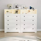 Commode étroite moderne à 4 tiroirs avec ports USB, armoire de rangement en bois pour chambre à coucher et placard, commode compacte.